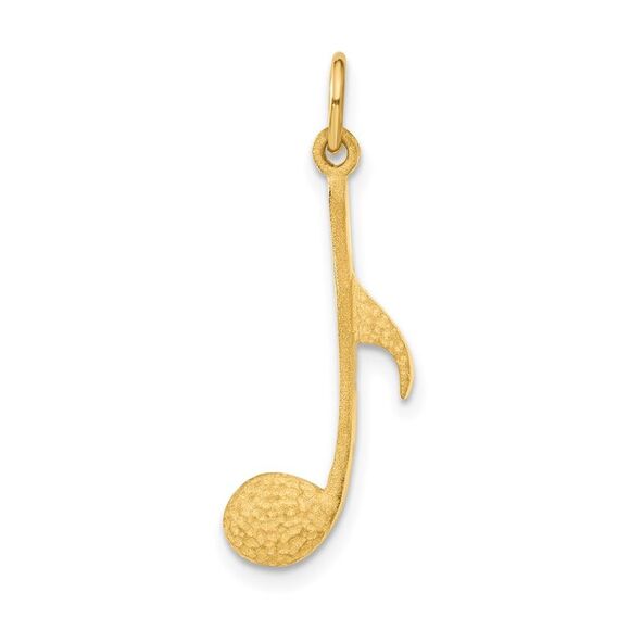 14k Yellow Gold Textured Musical Note Pendant 10mm (3/8 inch)